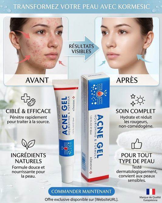 Dites adieu aux boutons et points noirs : La solution Gel Anti-Acné KÖRMESIC